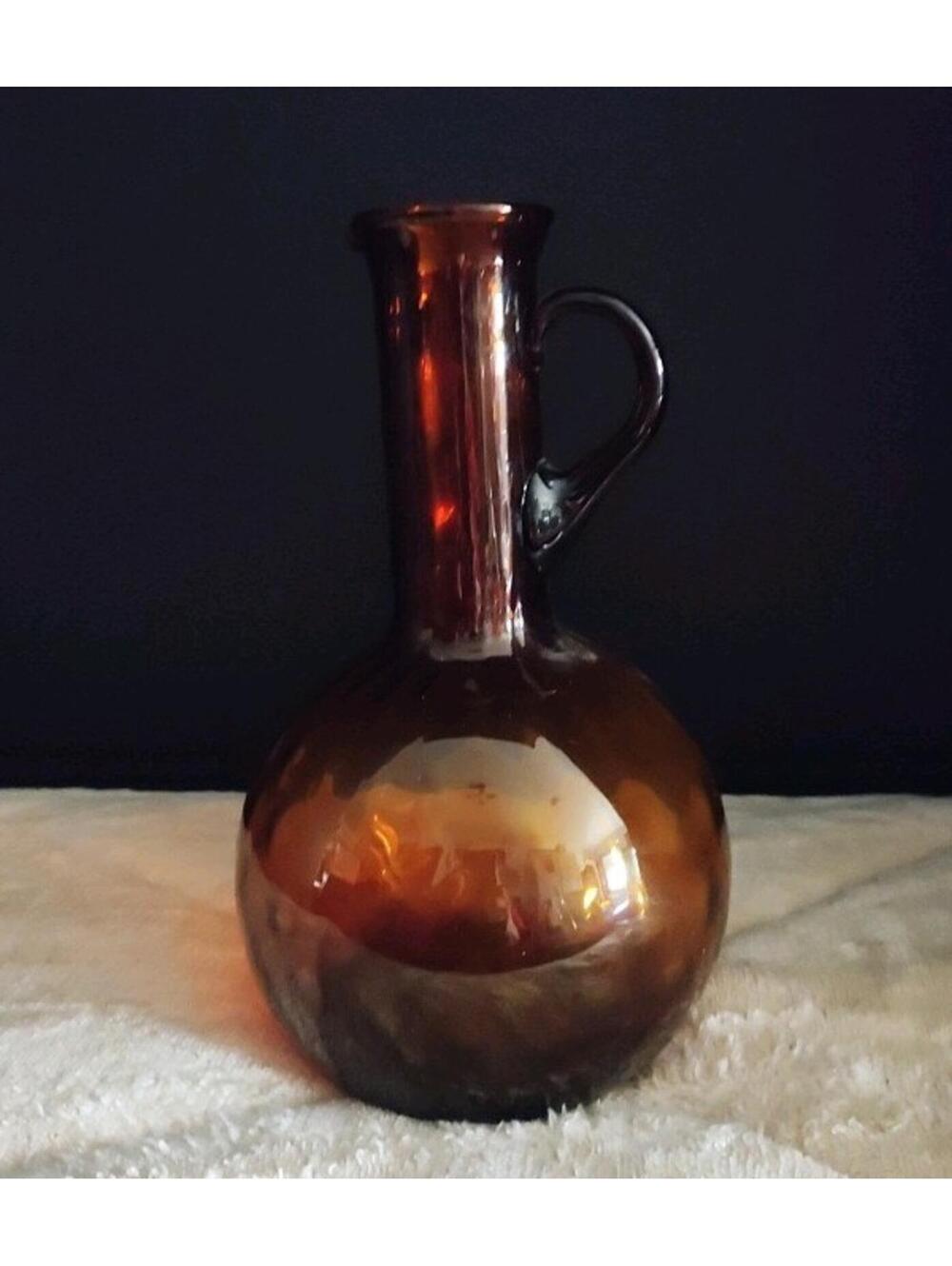 CUP MOLD HANDLED CHESTNUT AMBER WHISKEY PRE PRO ANTIQUE BOTTLE